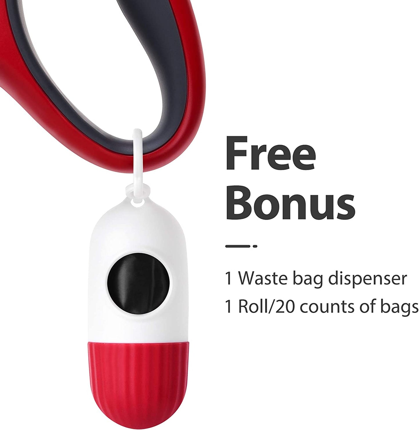 Premium 16 Ft Retractable Dog Leash with Poop Bag Dispenser - Ideal for Medium Dogs up to 44 Lbs, Featuring Anti-Slip Handle and Tangle-Free Design in Eye-Catching Red