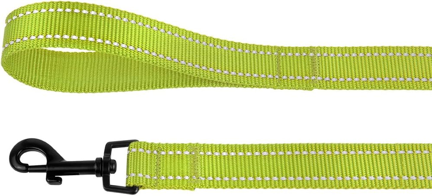 Heavy Duty Reflective Nylon Dog Leash - 5ft Lime Green for Stylish Outdoor Adventures with Your Medium to Large Dogs