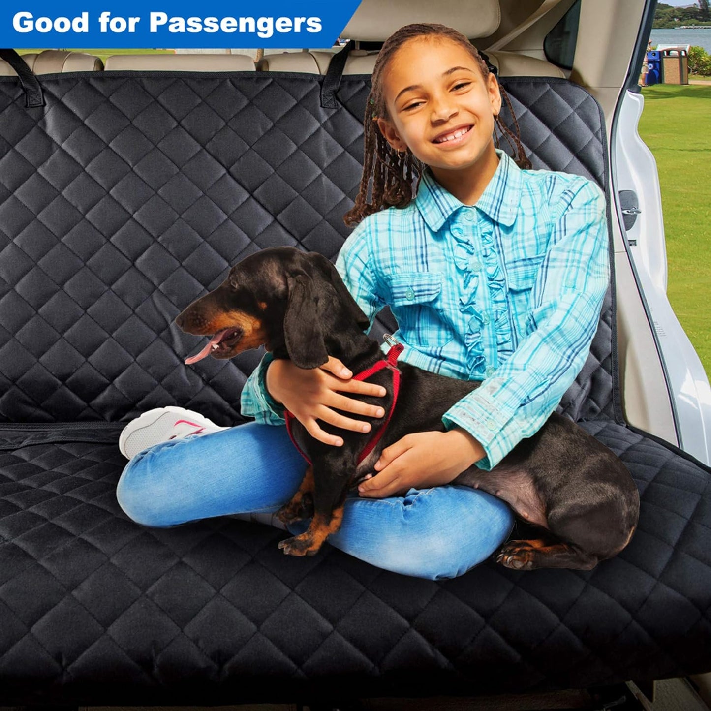 Ultimate Waterproof Bench Car Seat Cover for Dogs - Heavy-Duty, Nonslip Protector for Cars, Trucks & SUVs in Black