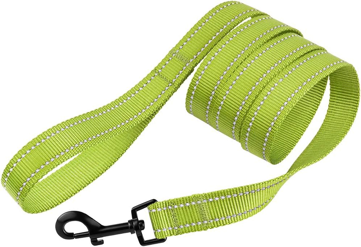 Heavy Duty Reflective Nylon Dog Leash - 5ft Lime Green for Stylish Outdoor Adventures with Your Medium to Large Dogs
