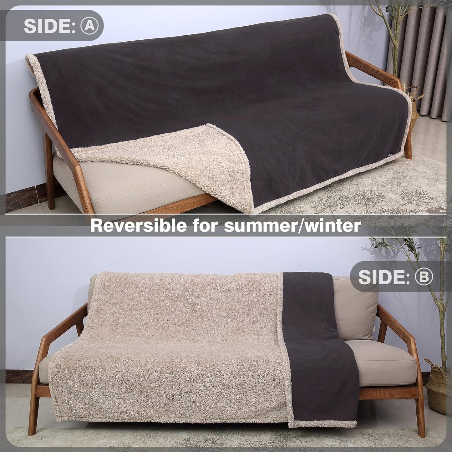 Ultimate Waterproof Sherpa Polar Fleece Blanket - Cozy, Plush, and Perfect for Couch, Sofa, and Bed Protection - Ideal for Camping and Relaxing - 80"x60" in Brown/Taupe