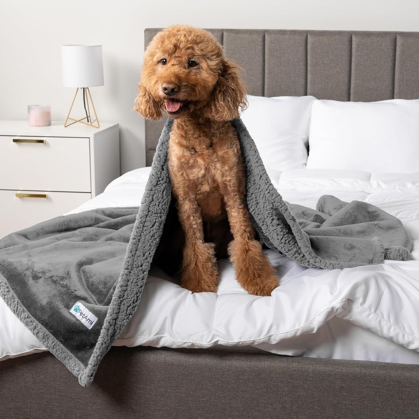 Waterproof Sherpa Fleece Dog Blanket - Large 90x90 Reversible Throw for Sofa and Bed - Ultimate Protection for Furniture with Soft, Cozy Comfort