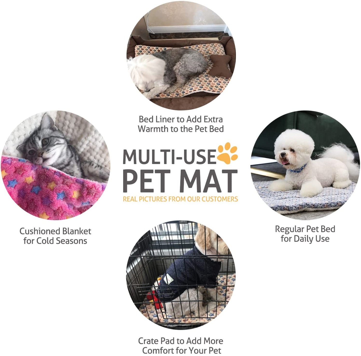 Cozy Star Print Dog Crate Pad - Ultra Soft Reversible Pet Bed for All Dogs and Cats, Perfect for Crates and Travel, 23 x 18 Inch in Stylish Brown