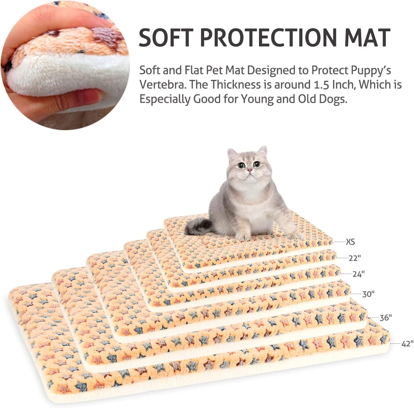 Cozy Star Print Dog Crate Pad - Ultra Soft Reversible Pet Bed for All Dogs and Cats, Perfect for Crates and Travel, 23 x 18 Inch in Stylish Brown