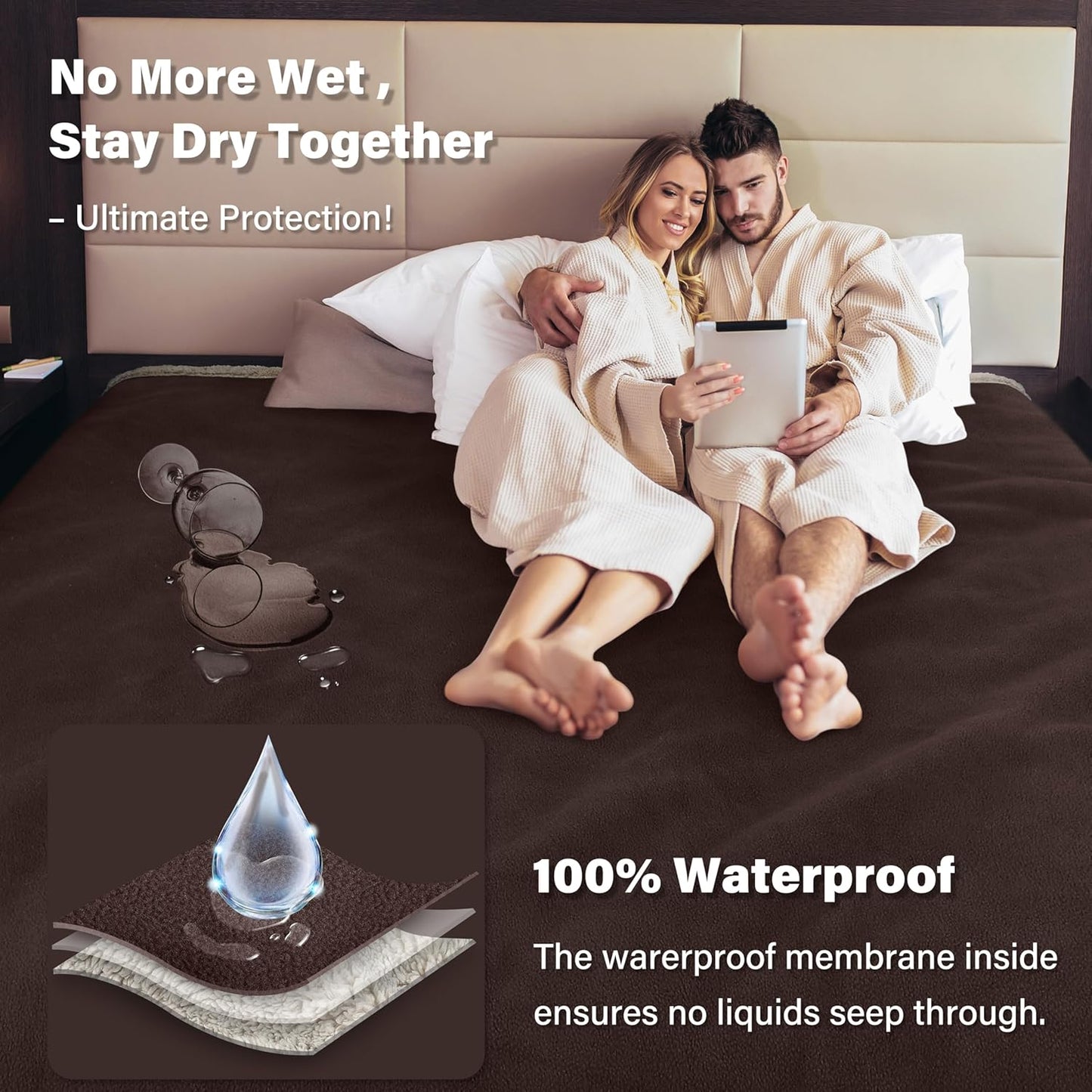 Ultimate Waterproof Sherpa Polar Fleece Blanket - Cozy, Plush, and Perfect for Couch, Sofa, and Bed Protection - Ideal for Camping and Relaxing - 80"x60" in Brown/Taupe