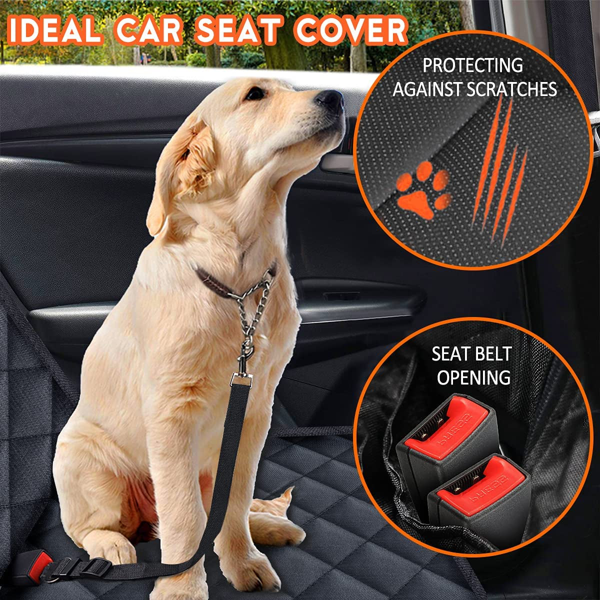 Premium Waterproof Dog Car Seat Cover - Universal Fit for Most Cars, Trucks & SUVs - Non-Slip, Scratch Resistant, and Easy to Clean