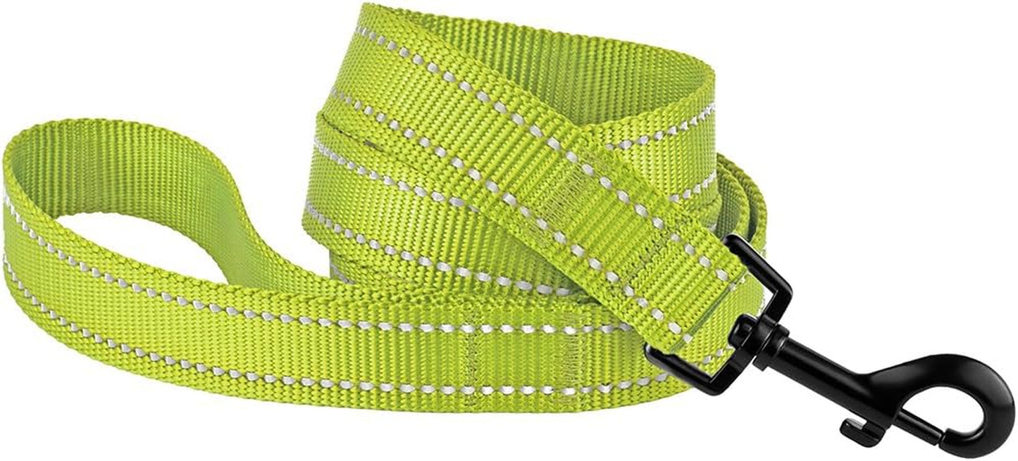 Heavy Duty Reflective Nylon Dog Leash - 5ft Lime Green for Stylish Outdoor Adventures with Your Medium to Large Dogs