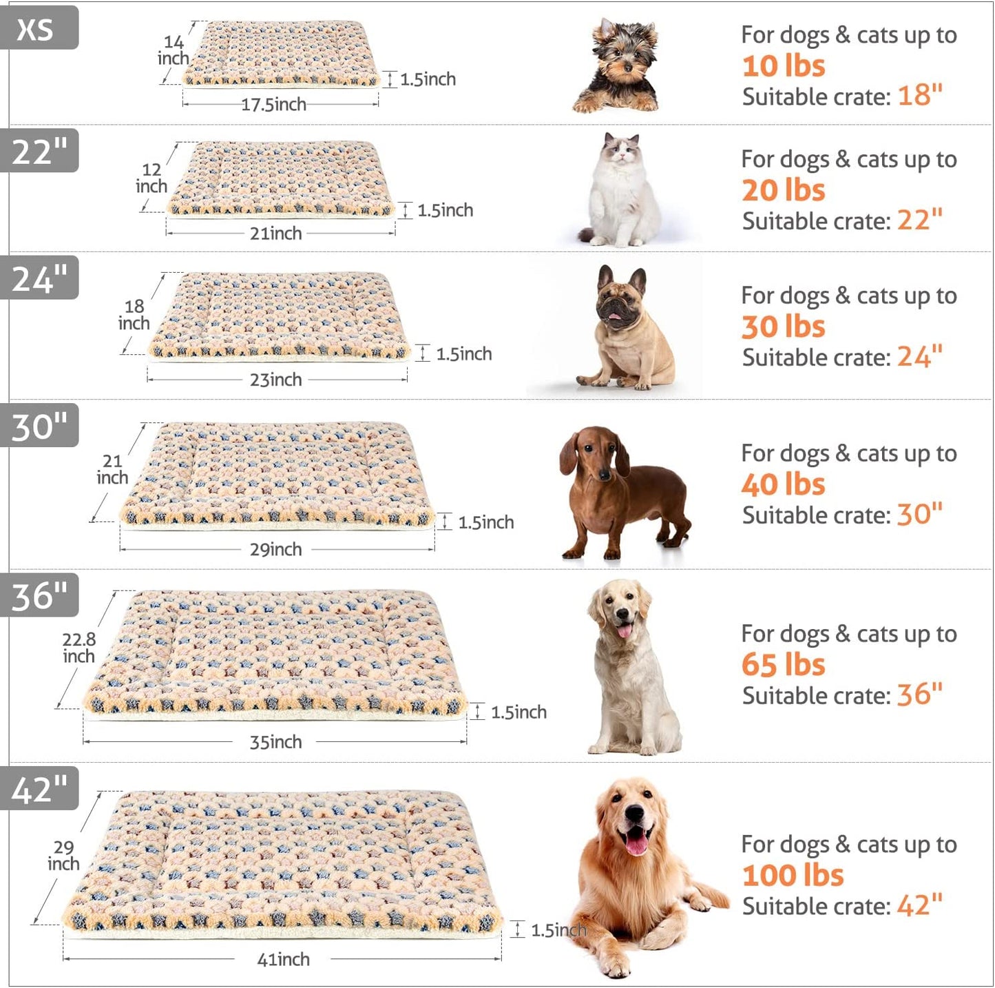 Cozy Star Print Dog Crate Pad - Ultra Soft Reversible Pet Bed for All Dogs and Cats, Perfect for Crates and Travel, 23 x 18 Inch in Stylish Brown