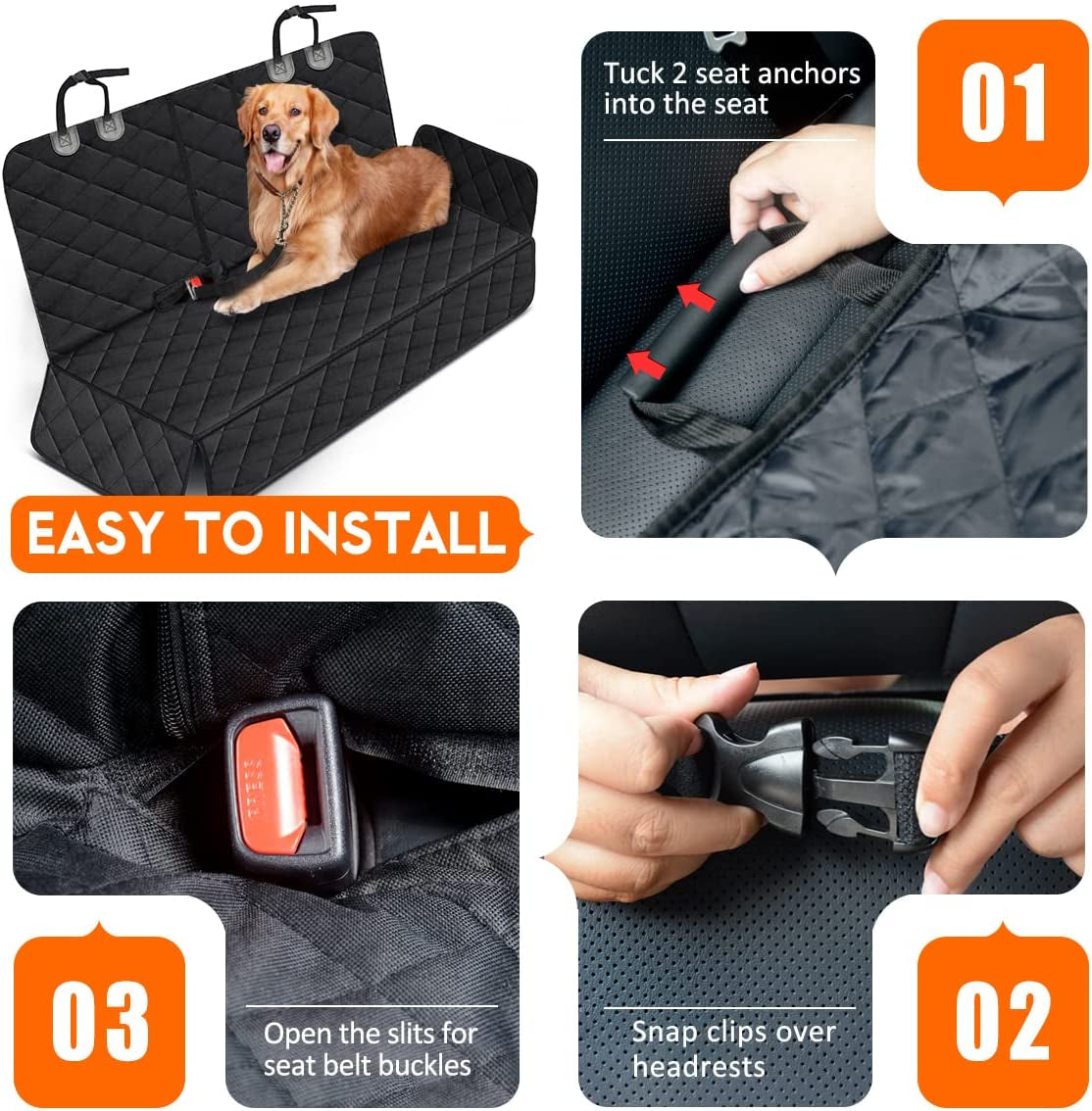 Premium Waterproof Dog Car Seat Cover - Universal Fit for Most Cars, Trucks & SUVs - Non-Slip, Scratch Resistant, and Easy to Clean