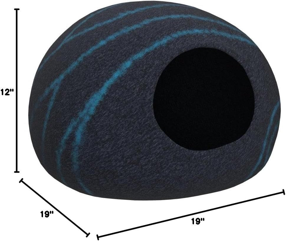 Luxurious Handcrafted Cat Cave - 100% Merino Wool Bed for Indoor Cats in Stylish Black Aqua (Large)