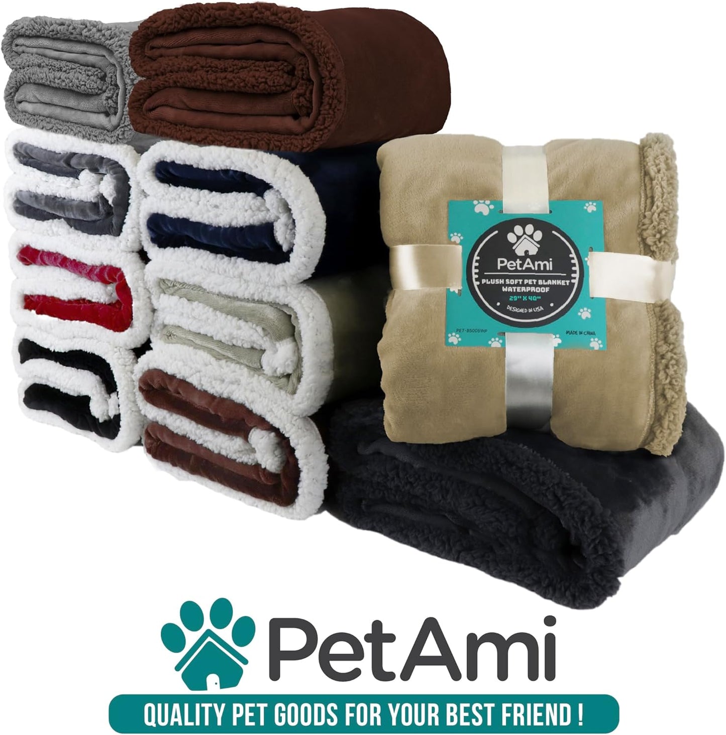Waterproof Sherpa Fleece Dog Blanket - Large 90x90 Reversible Throw for Sofa and Bed - Ultimate Protection for Furniture with Soft, Cozy Comfort