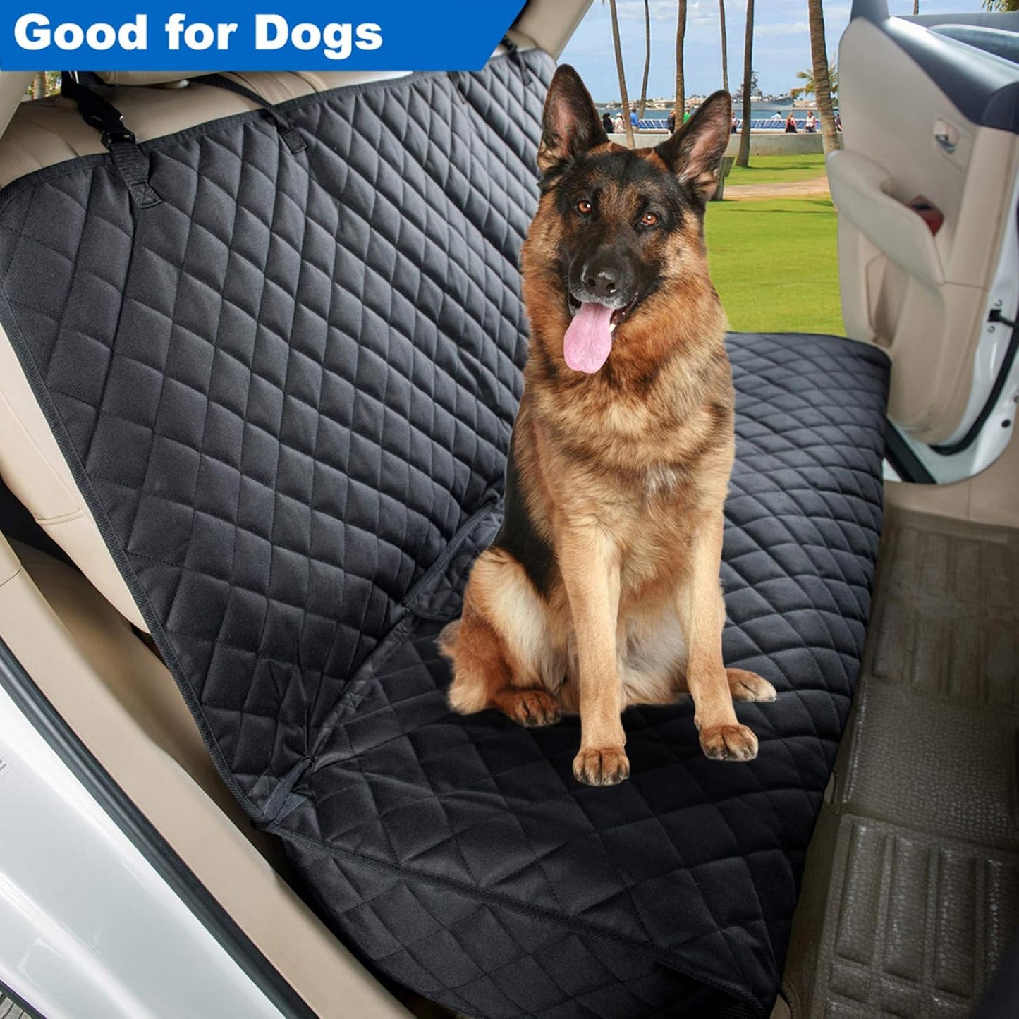 Ultimate Waterproof Bench Car Seat Cover for Dogs - Heavy-Duty, Nonslip Protector for Cars, Trucks & SUVs in Black