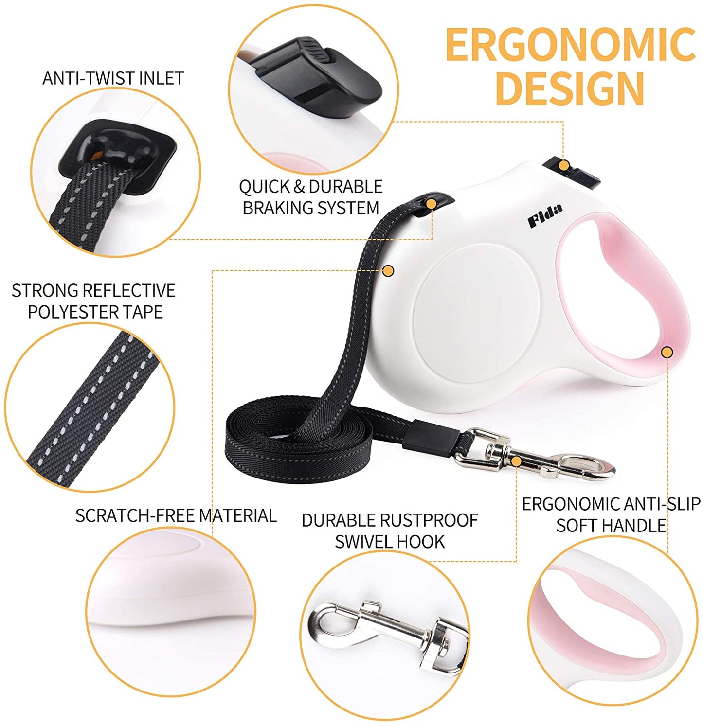 Premium 10 Ft Retractable Dog Leash with Poop Bag Dispenser - Perfect for X-Small Dogs and Cats up to 18 Lbs, Featuring Anti-Slip Handle and Reflective Nylon for Safe Walks