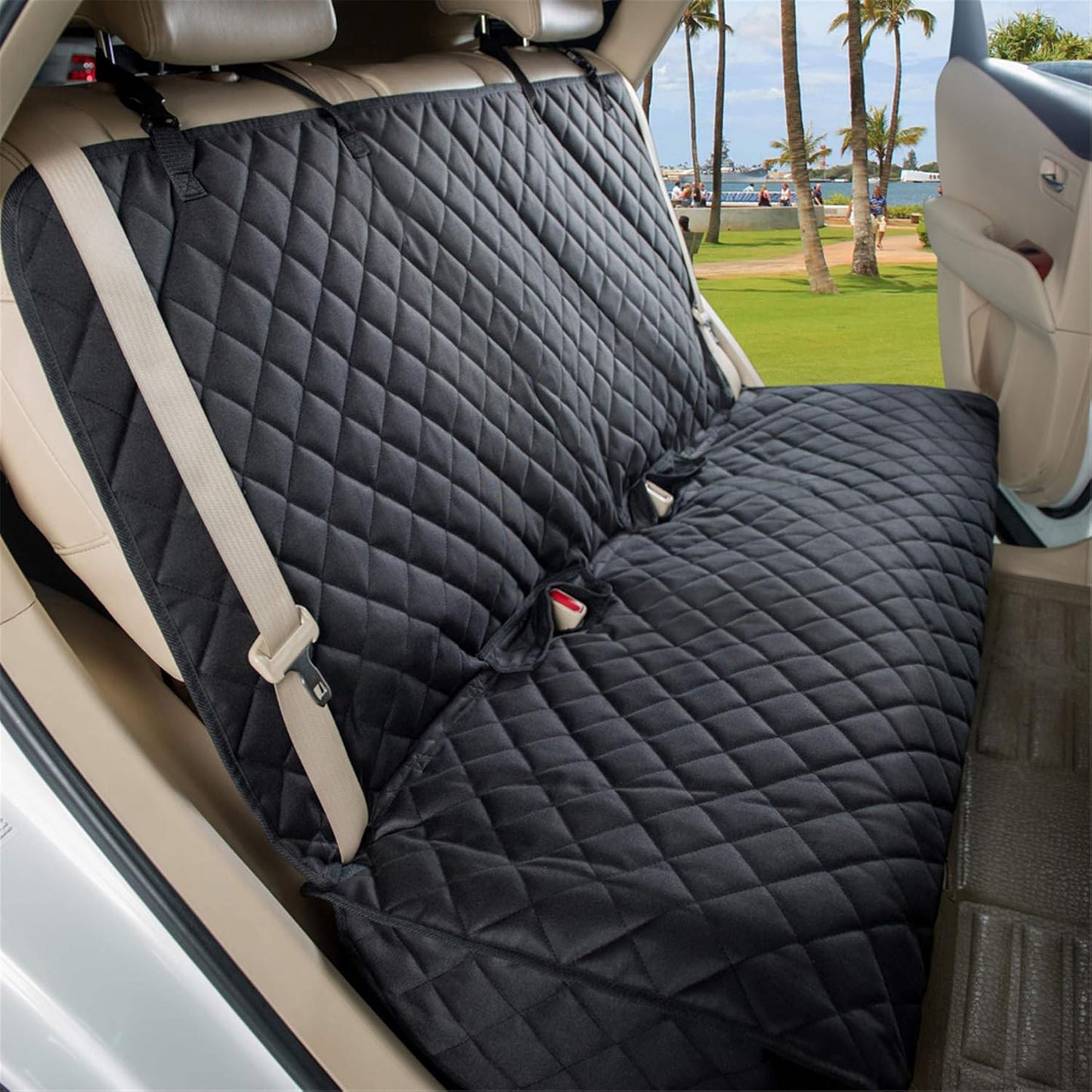Ultimate Waterproof Bench Car Seat Cover for Dogs - Heavy-Duty, Nonslip Protector for Cars, Trucks & SUVs in Black