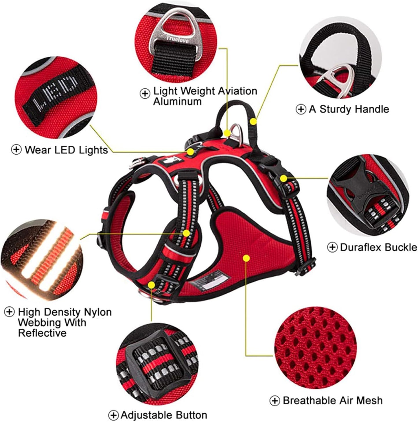 Truelove TLH56512 Adjustable No Pull Dog Harness - Comfortable, Reflective, and Stylish in Orange