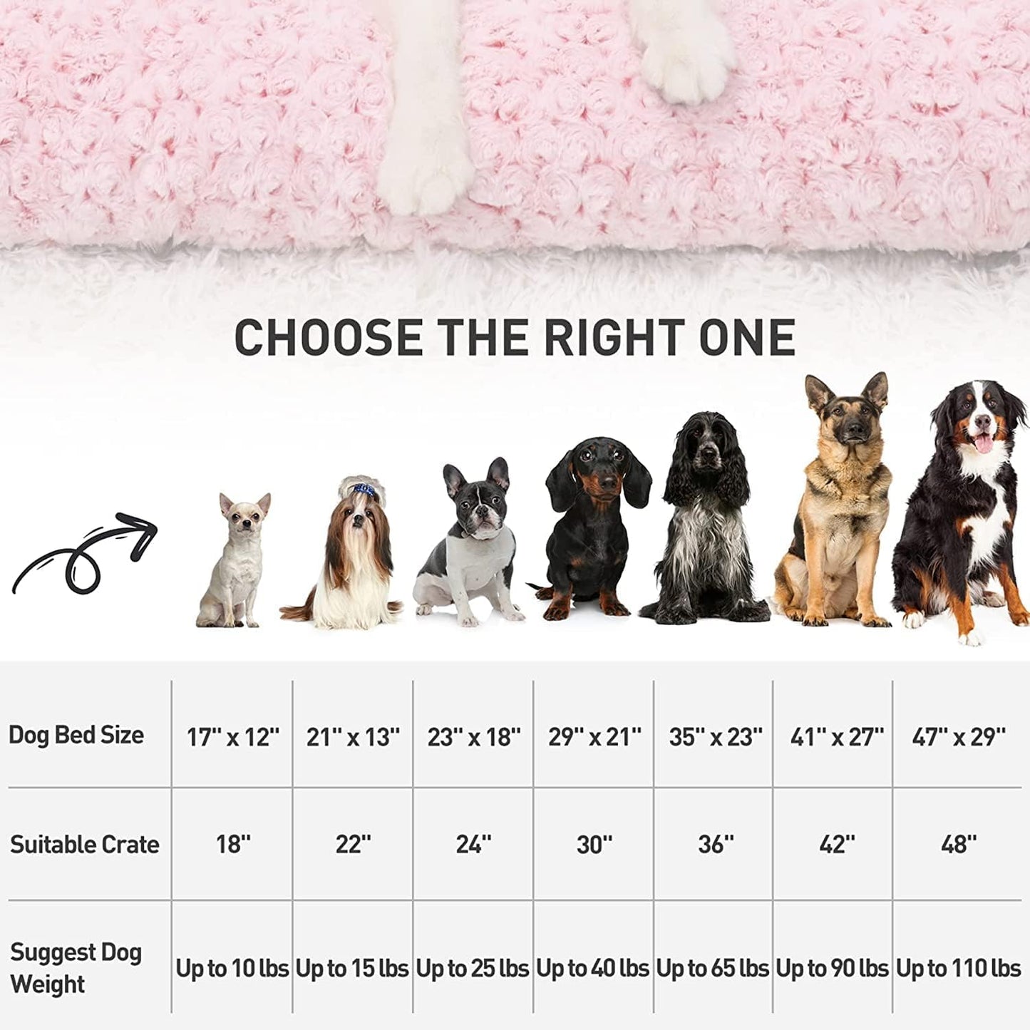 Deluxe Rose Velvet Dog Bed - Luxurious Washable Crate Pad for All Breeds, Anti-Slip Comfort in Pink, 29" x 21"
