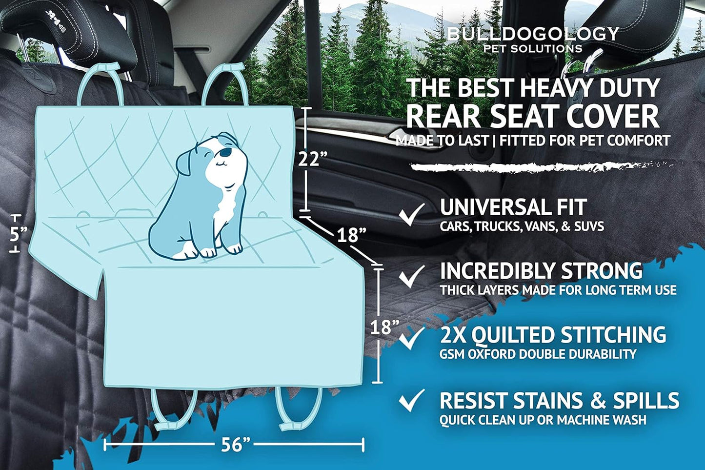 Ultimate Waterproof Dog Car Seat Cover - 58"x56" Backseat Protector for Dogs - Stylish and Durable Hammock Design for SUVs and Trucks