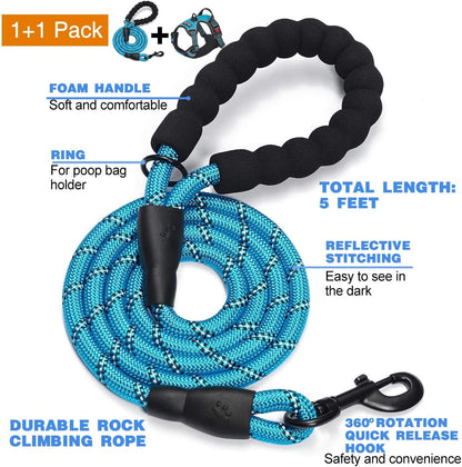 Ultimate No Pull Dog Harness with Reflective Oxford Design and Free 5Ft Leash - Adjustable for Medium to Large Dogs (Size S, Blue)