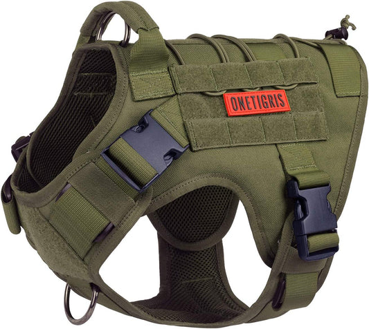 Tactical No-Pull Dog Harness - Adjustable, Breathable Vest with Handle for Outdoor Adventures (Ranger Green, Small)