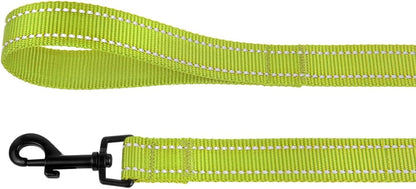 Heavy Duty Reflective Nylon Dog Leash - 5ft Lime Green for Stylish Outdoor Adventures with Your Medium to Large Dogs