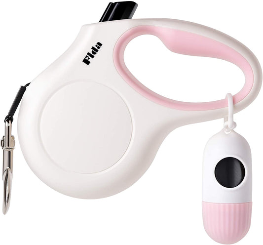 Premium 10 Ft Retractable Dog Leash with Poop Bag Dispenser - Perfect for X-Small Dogs and Cats up to 18 Lbs, Featuring Anti-Slip Handle and Reflective Nylon for Safe Walks