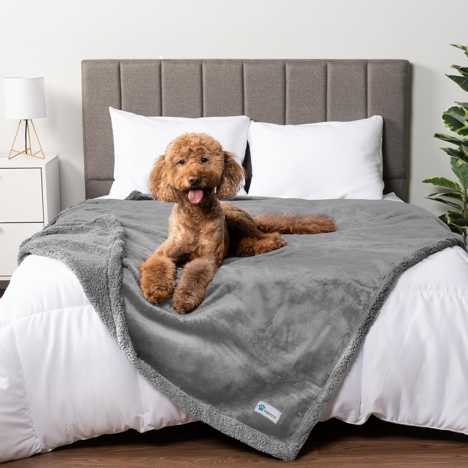 Waterproof Sherpa Fleece Dog Blanket - Large 90x90 Reversible Throw for Sofa and Bed - Ultimate Protection for Furniture with Soft, Cozy Comfort