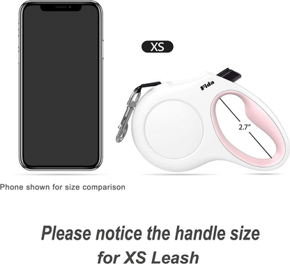 Premium 10 Ft Retractable Dog Leash with Poop Bag Dispenser - Perfect for X-Small Dogs and Cats up to 18 Lbs, Featuring Anti-Slip Handle and Reflective Nylon for Safe Walks