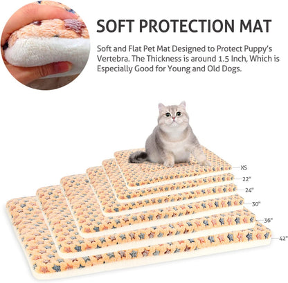 Cozy Star Print Dog Crate Pad - Ultra Soft Reversible Pet Bed for All Dogs and Cats, Perfect for Crates and Travel, 23 x 18 Inch in Stylish Brown