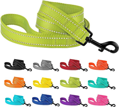 Heavy Duty Reflective Nylon Dog Leash - 5ft Lime Green for Stylish Outdoor Adventures with Your Medium to Large Dogs