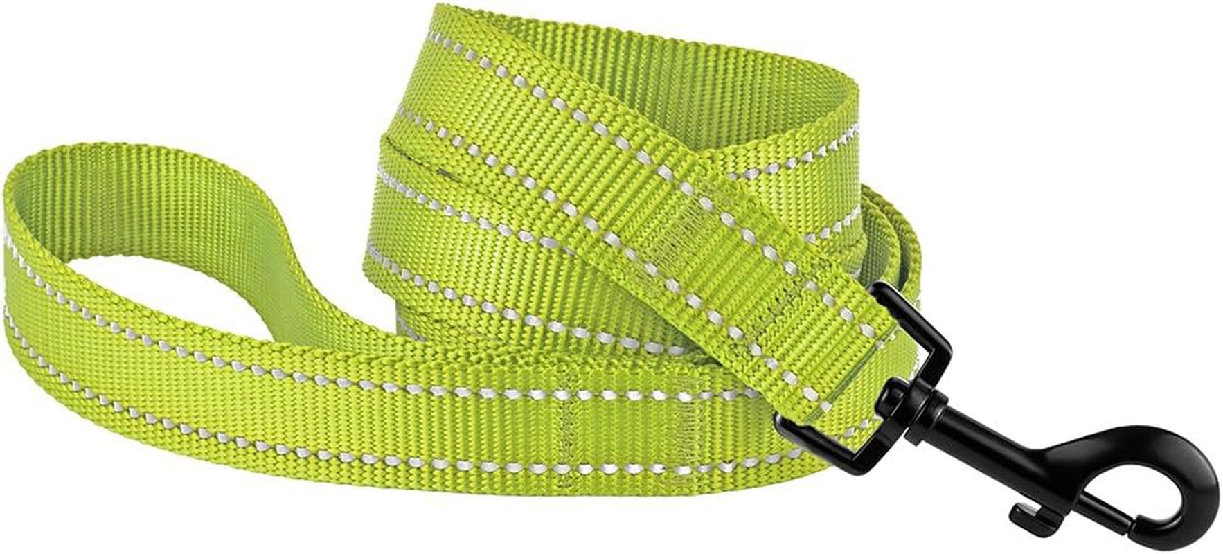 Heavy Duty Reflective Nylon Dog Leash - 5ft Lime Green for Stylish Outdoor Adventures with Your Medium to Large Dogs