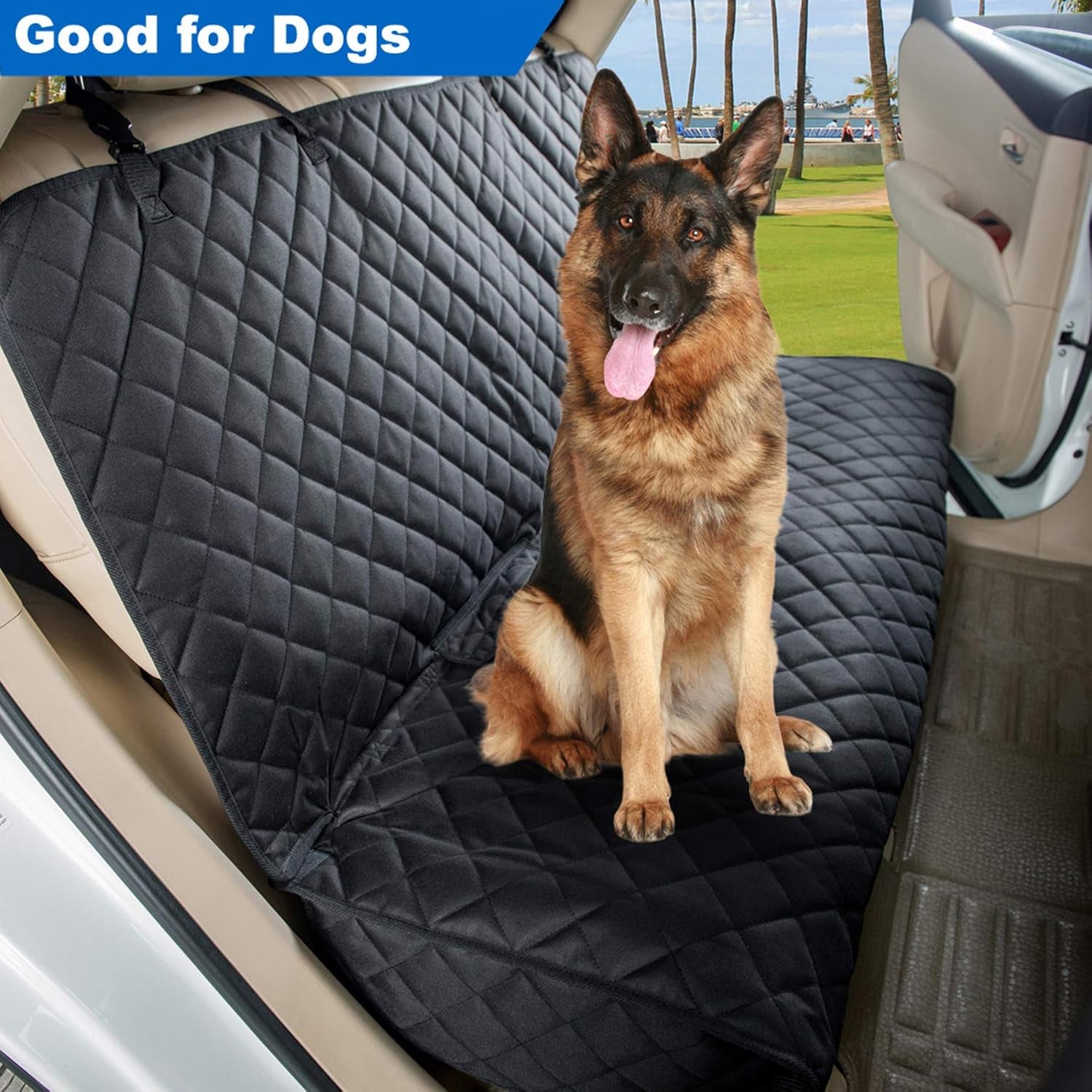 Ultimate Waterproof Bench Car Seat Cover for Dogs - Heavy-Duty, Nonslip Protector for Cars, Trucks & SUVs in Black