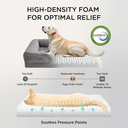 Luxurious Orthopedic Dog Bed for Medium Dogs - Waterproof, Washable, and Comfort-Enhanced Pet Sofa in Grey