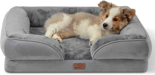 Luxurious Orthopedic Dog Bed for Medium Dogs - Waterproof, Washable, and Comfort-Enhanced Pet Sofa in Grey