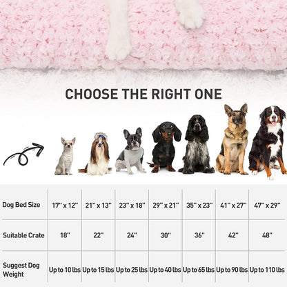 Deluxe Rose Velvet Dog Bed - Luxurious Washable Crate Pad for All Breeds, Anti-Slip Comfort in Pink, 29" x 21"