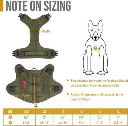 Tactical No-Pull Dog Harness - Adjustable, Breathable Vest with Handle for Outdoor Adventures (Ranger Green, Small)